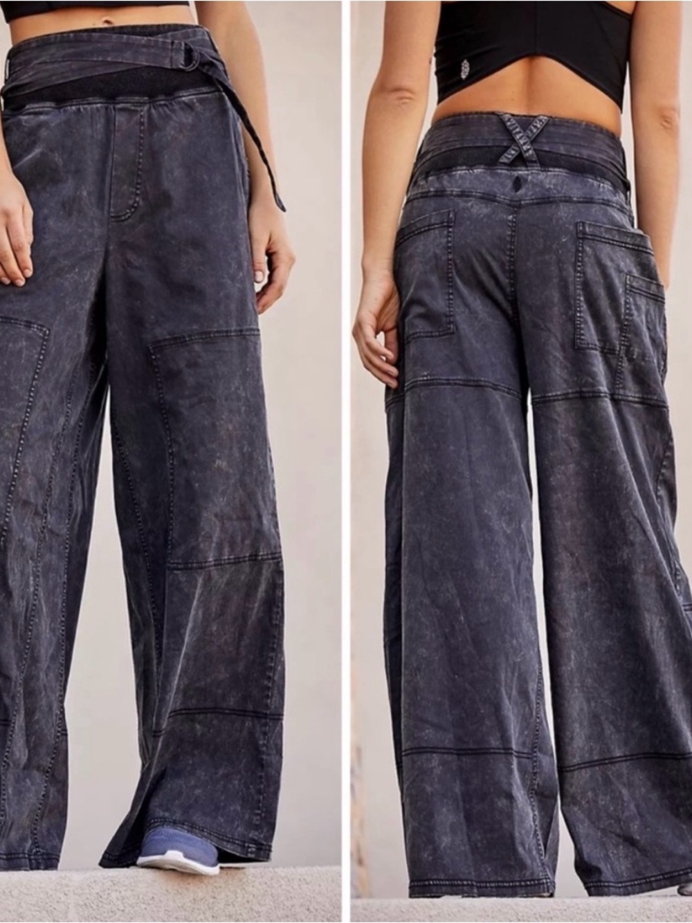 FP Free People Movement Close Call Wide Leg Black Pants Small